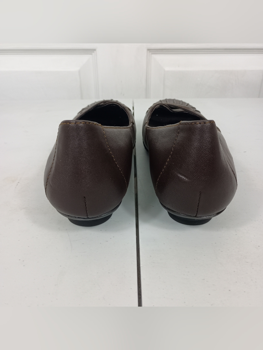 Born Kitten Heels 8.5 Womens Brown Leather Pleated Toe Slip On Comfort Shoes VTG - Picture 8 of 15